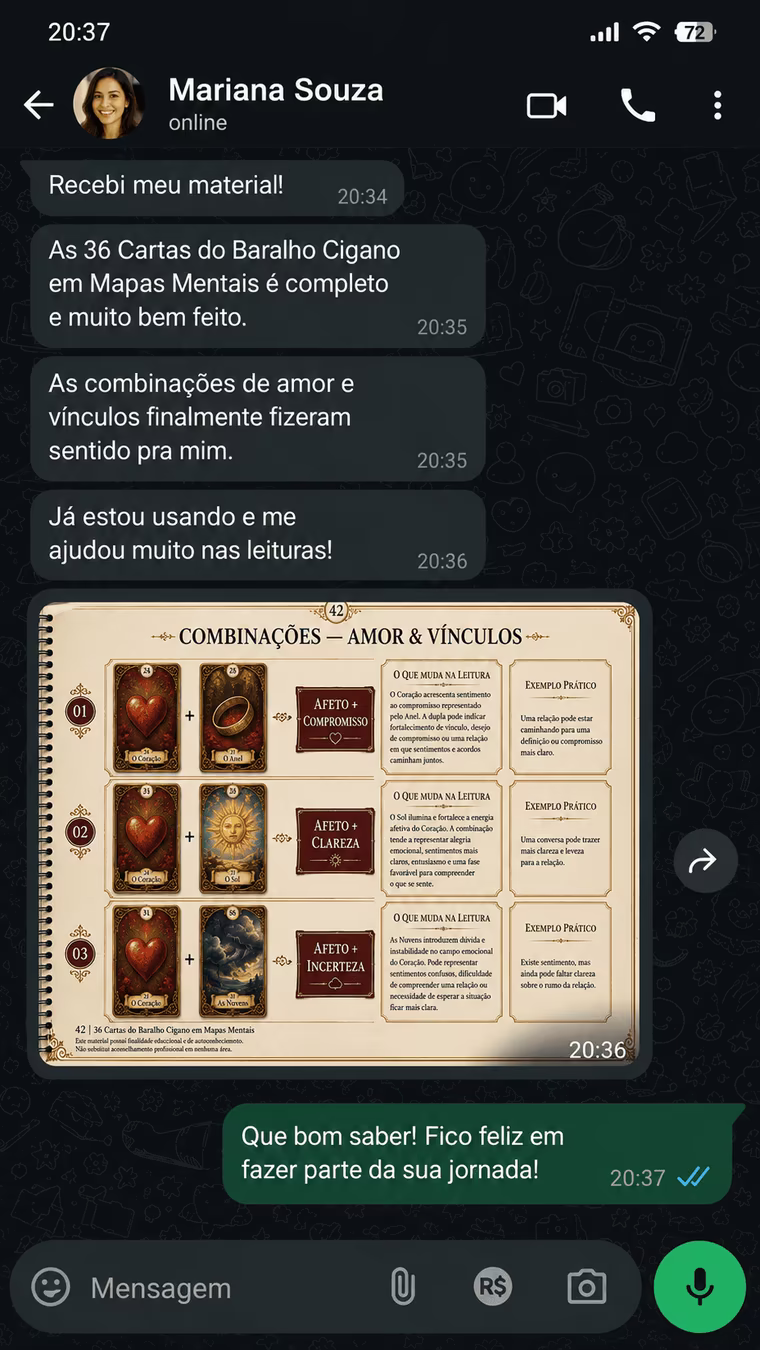 Depoimento 1 de aluna do Baralho Cigano